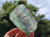 Polished On One Side Watermelon Fluorite Slices x 6 From Uis, Namibia