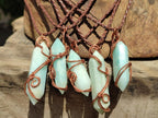 Hand Made Double Terminated Smithsonite Copper Wire Wrapped Stone Pendants -Sold Per Item- From Congo