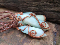 Hand Made Double Terminated Smithsonite Copper Wire Wrapped Stone Pendants -Sold Per Item- From Congo