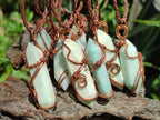 Hand Made Double Terminated Smithsonite Copper Wire Wrapped Stone Pendants -Sold Per Item- From Congo