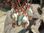 Hand Made Double Terminated Smithsonite Copper Wire Wrapped Stone Pendants -Sold Per Item- From Congo