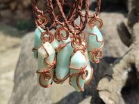 Hand Made Double Terminated Smithsonite Copper Wire Wrapped Stone Pendants -Sold Per Item- From Congo