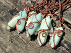 Hand Made Double Terminated Smithsonite Copper Wire Wrapped Stone Pendants -Sold Per Item- From Congo