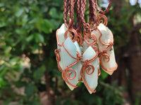 Hand Made Double Terminated Smithsonite Copper Wire Wrapped Stone Pendants -Sold Per Item- From Congo