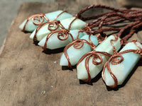 Hand Made Double Terminated Smithsonite Copper Wire Wrapped Stone Pendants -Sold Per Item- From Congo
