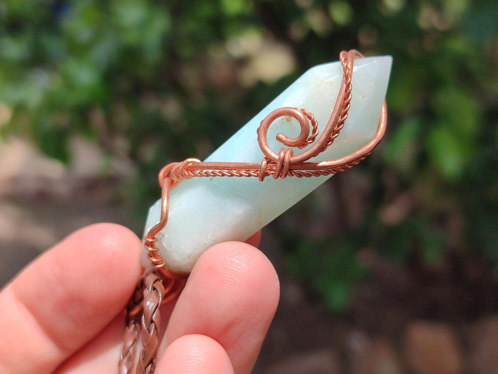 Hand Made Double Terminated Smithsonite Copper Wire Wrapped Stone Pendants -Sold Per Item- From Congo