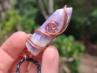 Hand Made Lepidolite Copper Wire Wrapped Stone Pendants -Sold Per Item- From Southern Africa