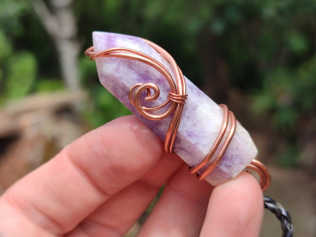 Hand Made Lepidolite Copper Wire Wrapped Stone Pendants -Sold Per Item- From Southern Africa