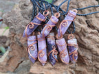 Hand Made Lepidolite Copper Wire Wrapped Stone Pendants -Sold Per Item- From Southern Africa