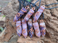 Hand Made Lepidolite Copper Wire Wrapped Stone Pendants -Sold Per Item- From Southern Africa