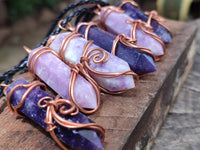 Hand Made Lepidolite Copper Wire Wrapped Stone Pendants -Sold Per Item- From Southern Africa