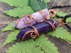 Hand Made Lepidolite Copper Wire Wrapped Stone Pendants -Sold Per Item- From Southern Africa