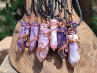 Hand Made Lepidolite Copper Wire Wrapped Stone Pendants -Sold Per Item- From Southern Africa