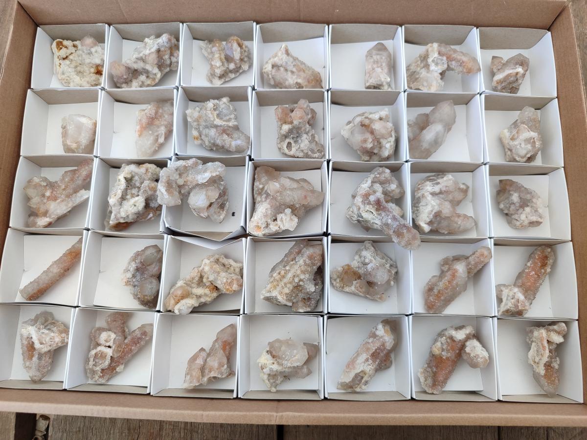 Natural Limonite Fairy Spirit Quartz Clusters x 35 From Boekenhouthoek, South Africa