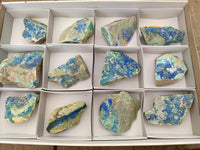 Natural Azurite And Malachite On Dolomite Specimens x 12 From Kaokoveld, Namibia