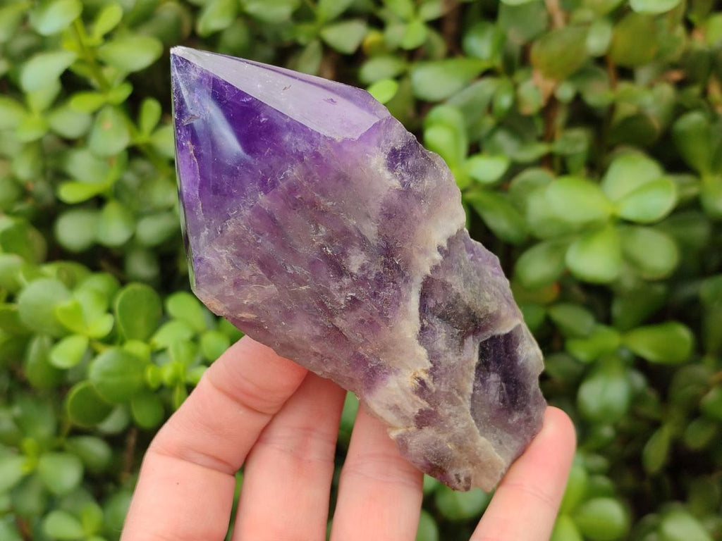 Polished Chevron Amethyst Witches Hat Crystals x 4 From Zambia