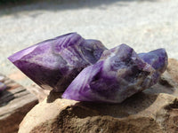Polished Chevron Amethyst Witches Hat Crystals x 4 From Zambia