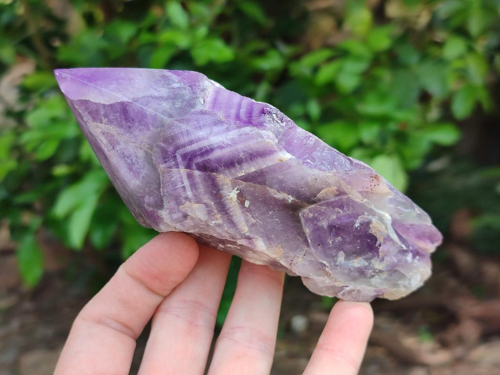 Polished Chevron Amethyst Witches Hat Crystals x 4 From Zambia