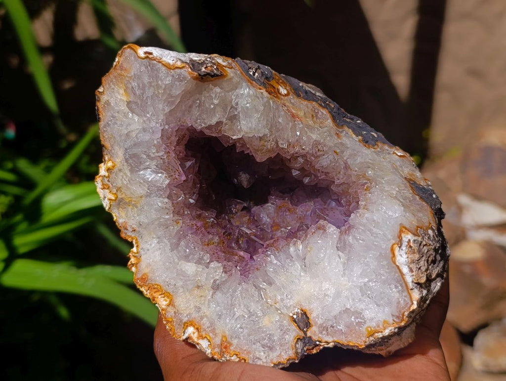 Natural Agate Crystal Centred Geodes x 2 From Zululand, South Africa