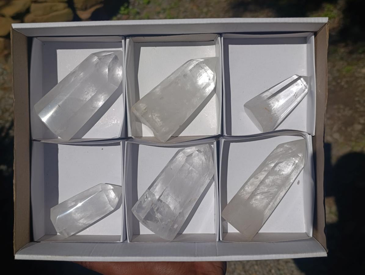 Polished Clear Quartz Crystals x 6 From Madagascar