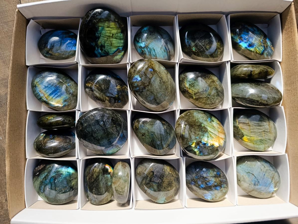 Polished Labradorite Galets x 23 From Tulear, Madagascar