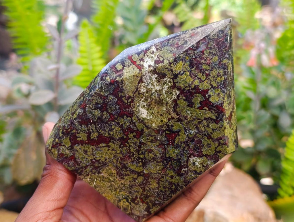 Polished Bastite Dragons Blood Stone Standing Free Forms x 2 From Tshipise, South Africa