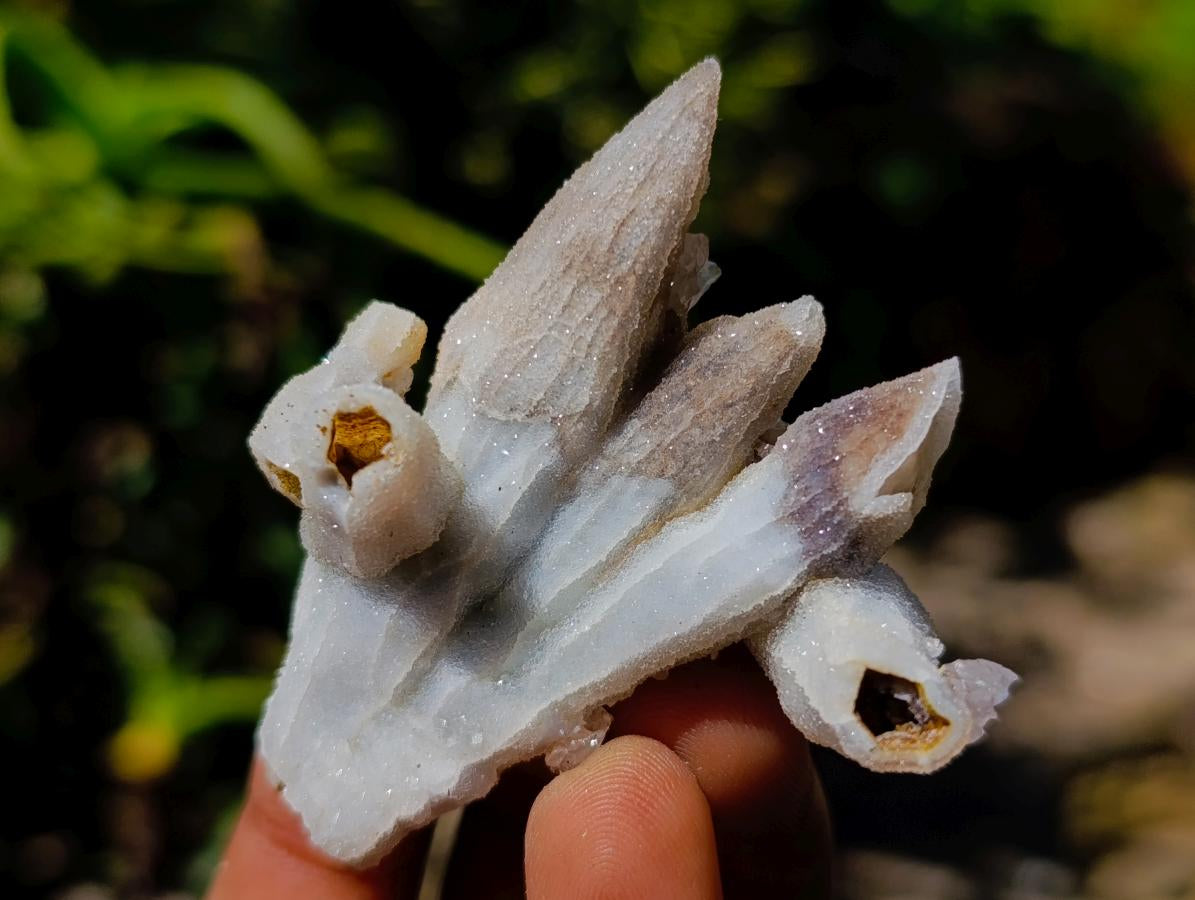 Natural Drusy Quartz Coated Black Tipped Calcite Pseudomorph Specimens x 12 From Albert's Mountain, Lesotho