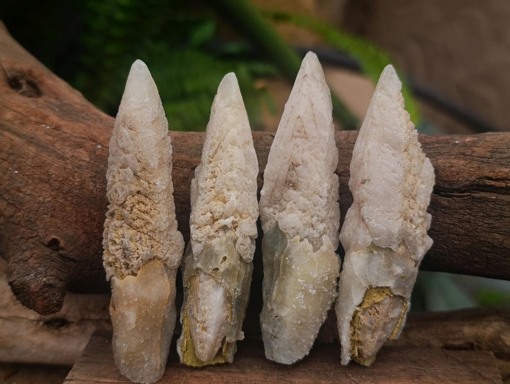 Natural Drusy Quartz Coated Spearhead Calcite Specimens x 35 From Albert's Mountain, Lesotho