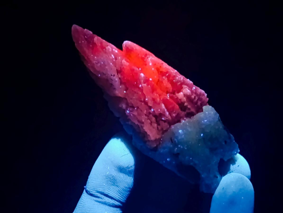 Natural Drusy Quartz Coated Spearhead Calcite Specimens x 35 From Albert's Mountain, Lesotho