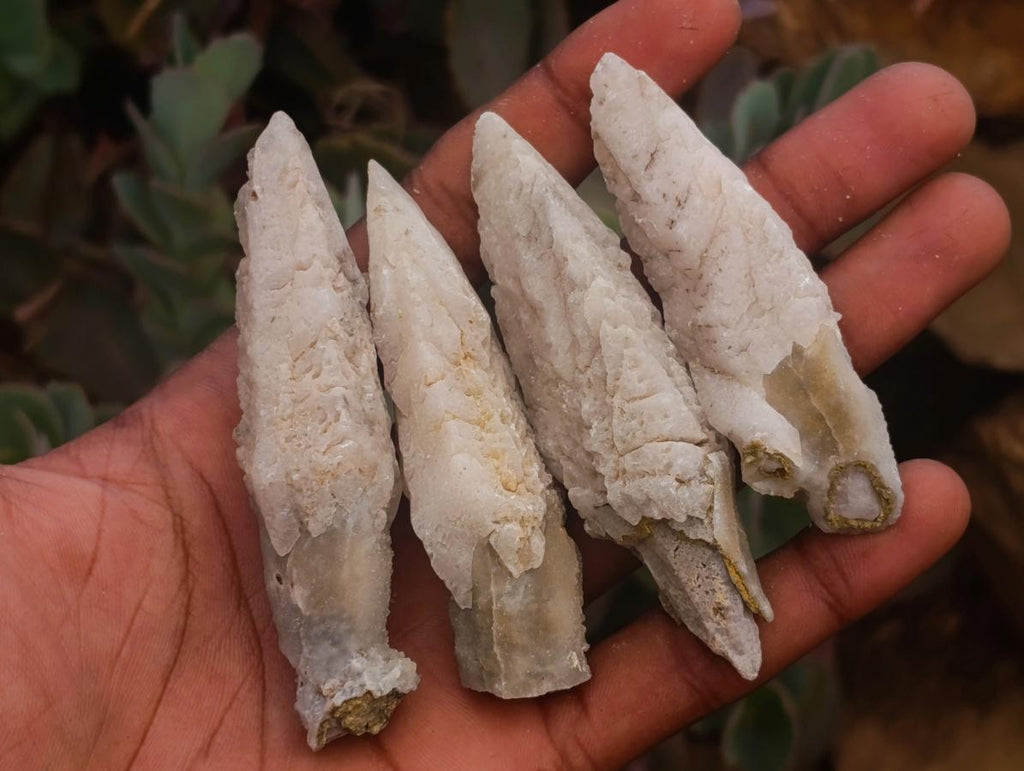 Natural Drusy Quartz Coated Spearhead Calcite Specimens x 35 From Albert's Mountain, Lesotho