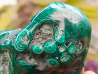 Polished Flower Banded Malachite Free Forms x 4 From Congo