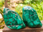 Polished Flower Banded Malachite Free Forms x 4 From Congo