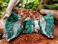 Natural Dioptase with Malachite Specimens x 7 From Kaokoveld Namibia