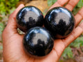Polished Small Black Tourmaline Spheres x 6 From Madagascar