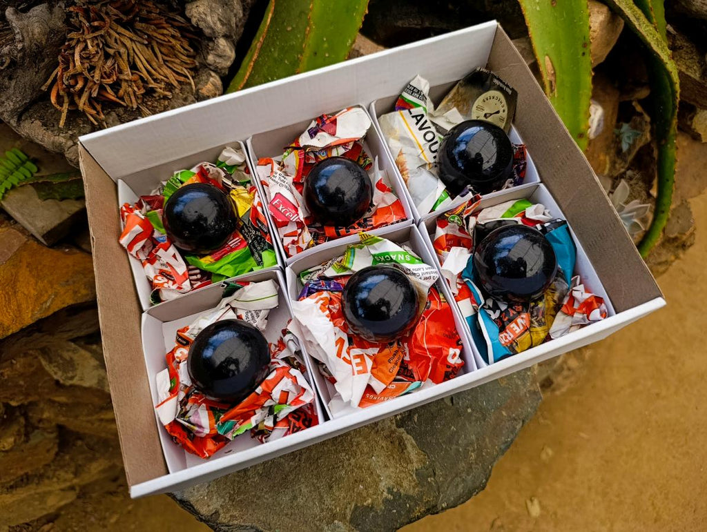 Polished Small Black Tourmaline Spheres x 6 From Madagascar