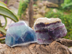 Polished On One Side Watermelon Fluorite Slices x 12 From Uis, Namibia