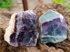 Polished On One Side Watermelon Fluorite Slices x 12 From Uis, Namibia