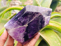 Polished Chevron Amethyst Standing Free Forms x 3 From Zambia