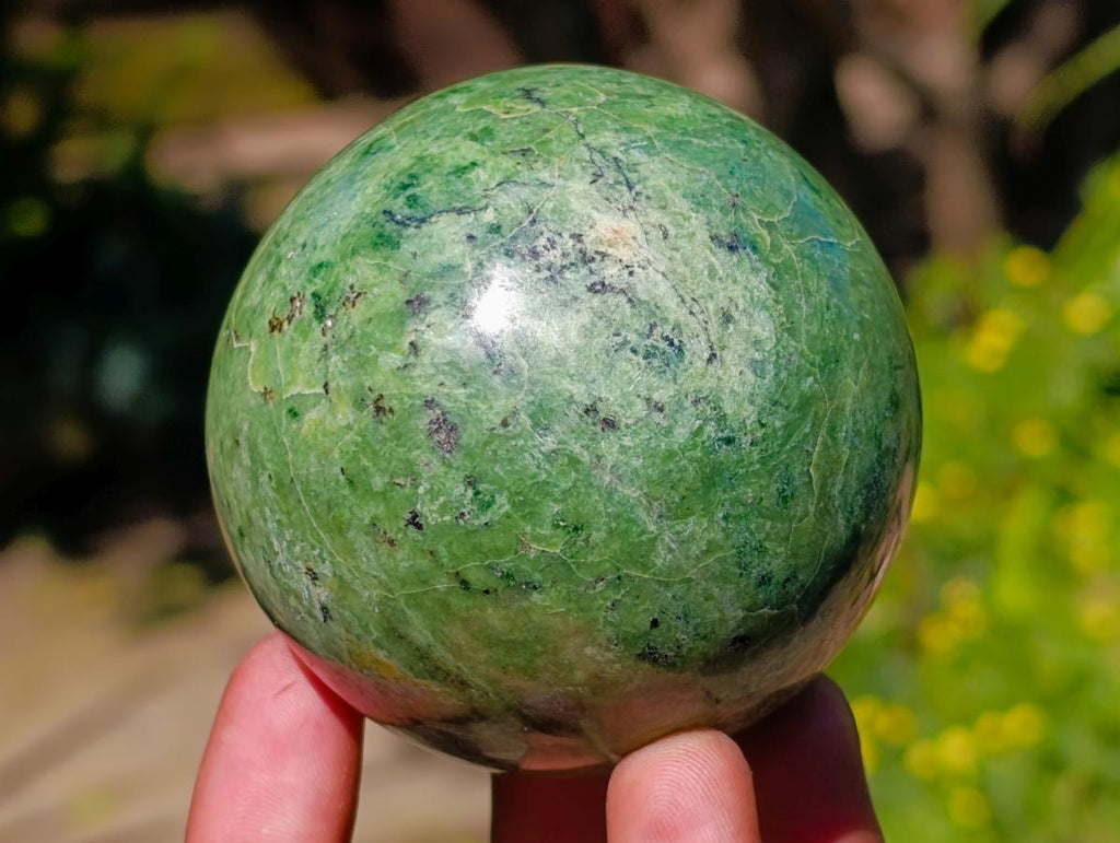 Polished Green Chrysoprase Spheres x 6 From Ambatondrazaka, Madagascar