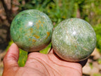 Polished Green Chrysoprase Spheres x 6 From Ambatondrazaka, Madagascar