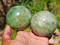Polished Green Chrysoprase Spheres x 6 From Ambatondrazaka, Madagascar
