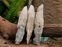 Natural Drusy Quartz Coated Spearhead Calcite Specimens x 12 From Albert's Mountain, Lesotho