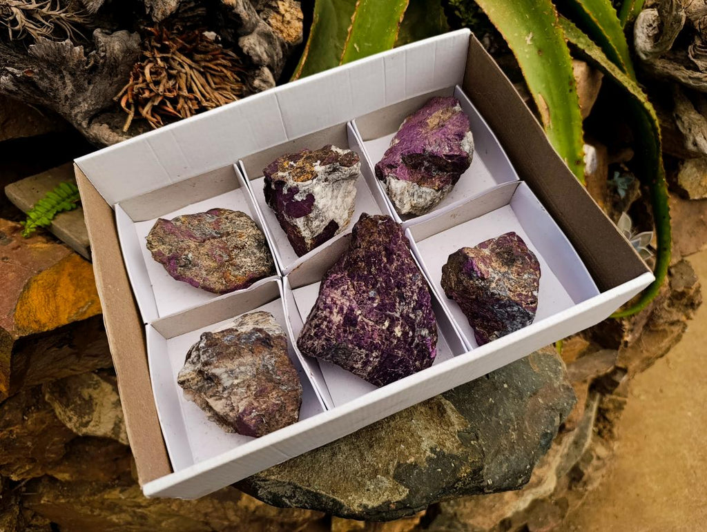 Natural Metallic Purpurite Specimens x 6 From Erongo, Namibia
