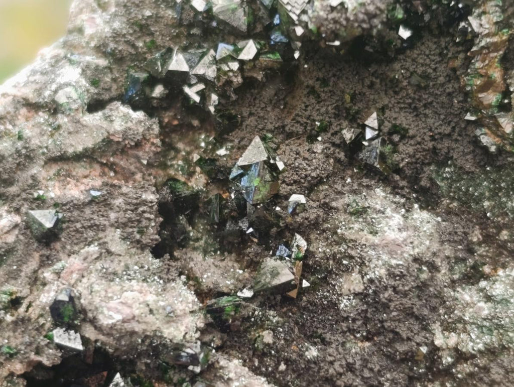 Natural Libethenite Crystals On Dolomite Matrix Specimens x 3 From Shituru, Congo
