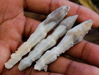 Natural Drusy Quartz Coated Black Tipped Calcite Pseudomorph Specimens x 38 From Albert's Mountain, Lesotho