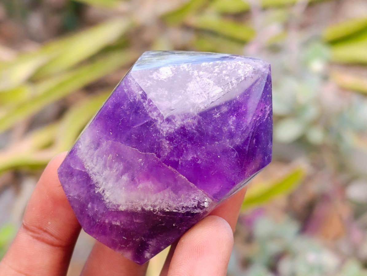 Polished Chevron Amethyst Crystals x 6 From Madagascar