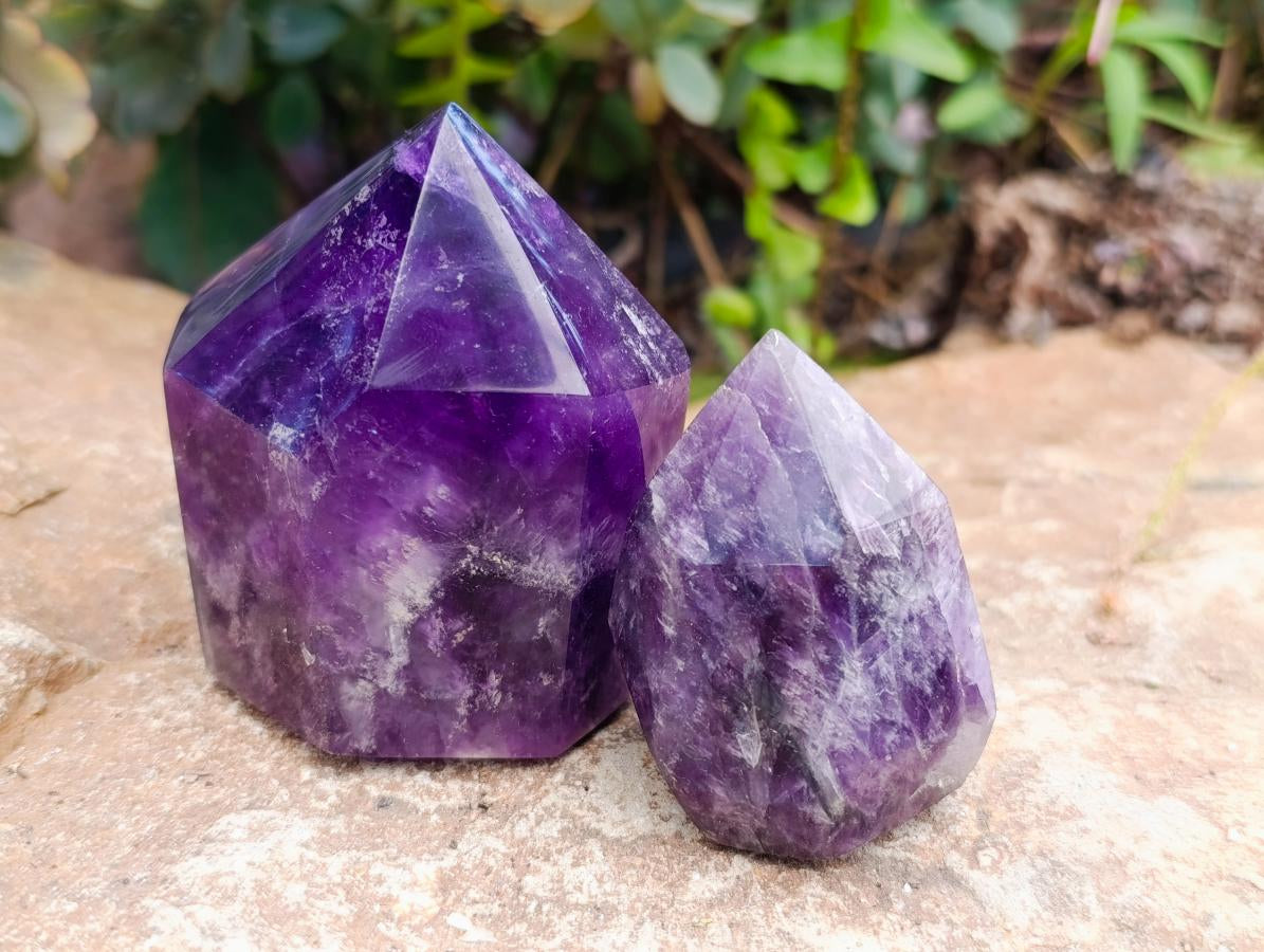 Polished Chevron Amethyst Crystals x 6 From Madagascar