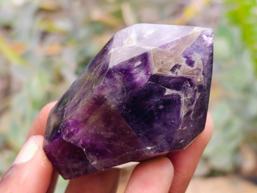 Polished Chevron Amethyst Crystals x 6 From Madagascar