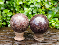 Polished Garnet Spheres x 2 From Mahajanga, Madagascar
