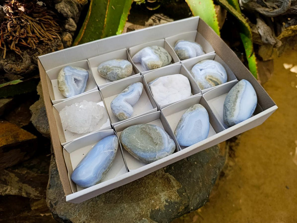 Polished Blue Lace Agate Free Forms x 12 From Nsanje, Malawi